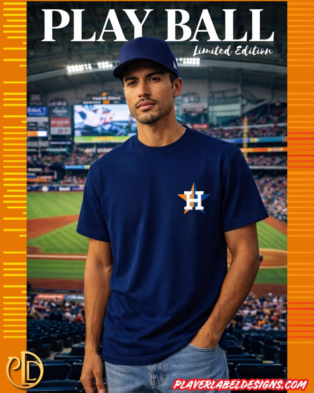Custom Houston Baseball 8th Wonder Double Sided T-Shirt - Available in Light or Heavy cotton
