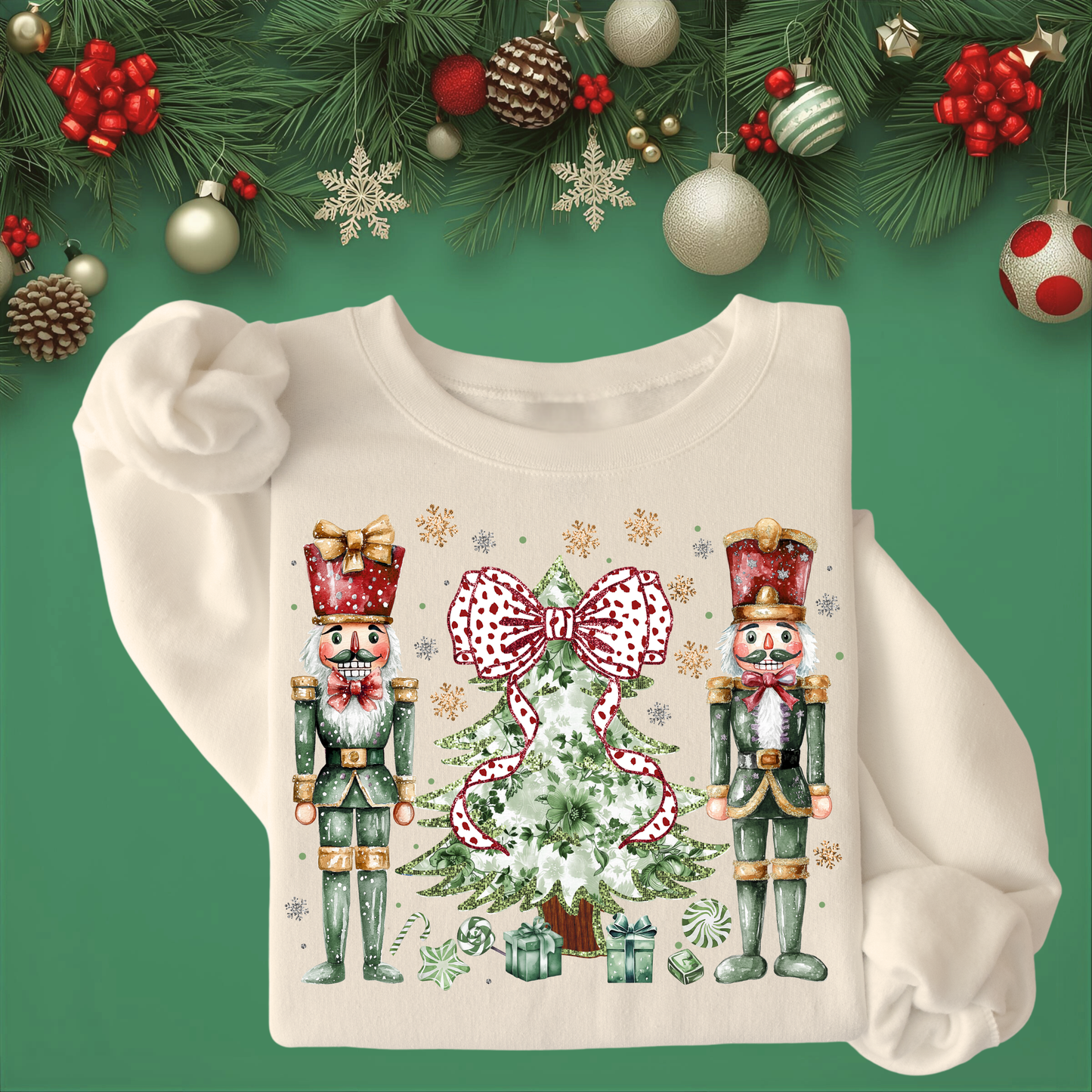 Colorful Christmas Nutcrackers - Crew Neck Sweatshirt