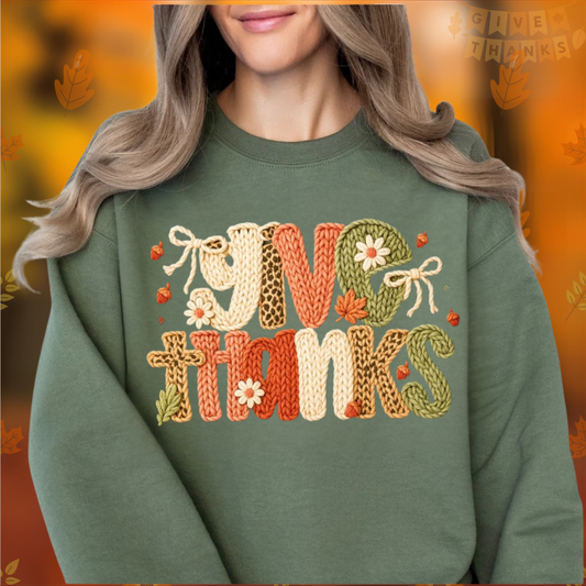Give Thanks - Crew Neck Unisex Sweatshirt