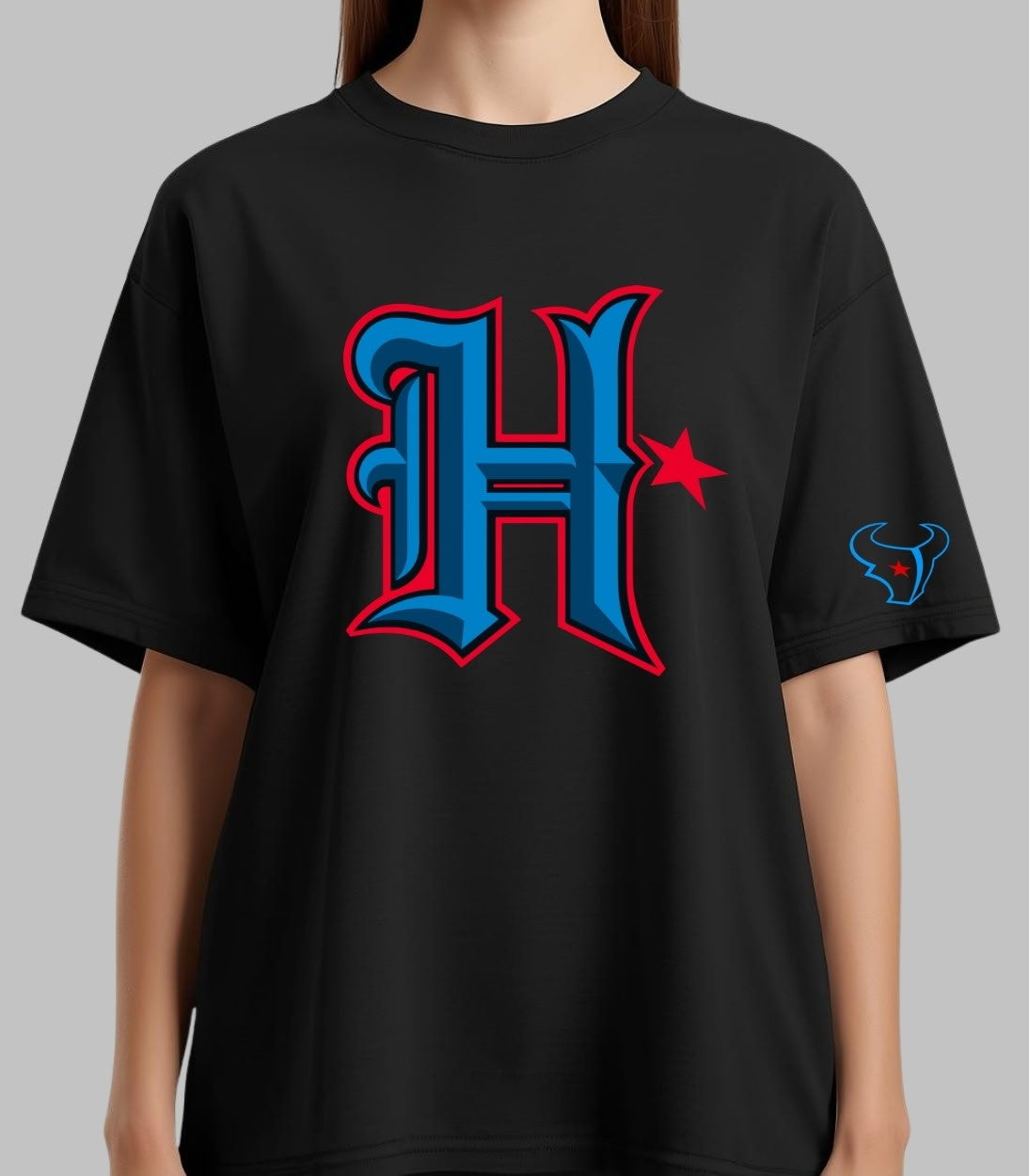 Custom Football Big Blue H T-Shirt - Available in Light or Heavy cotton options