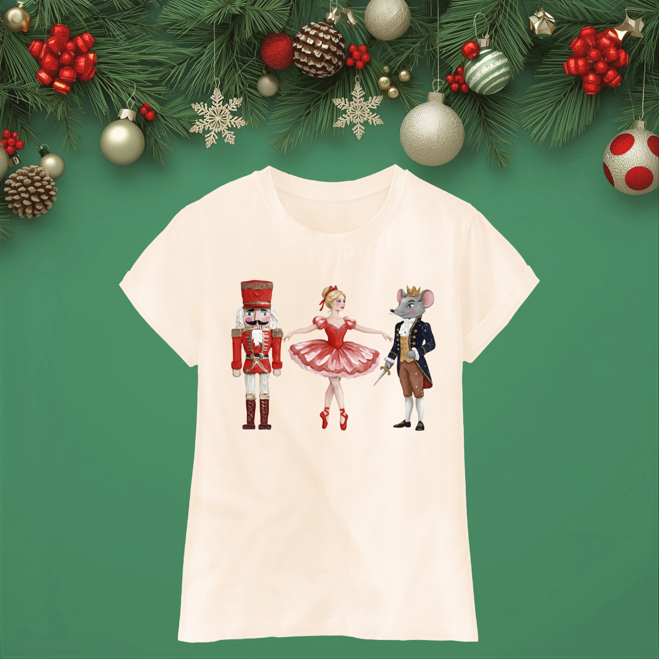 Red Nutcracker Design - Unisex Crew Neck Sweatshirt or T-Shirt