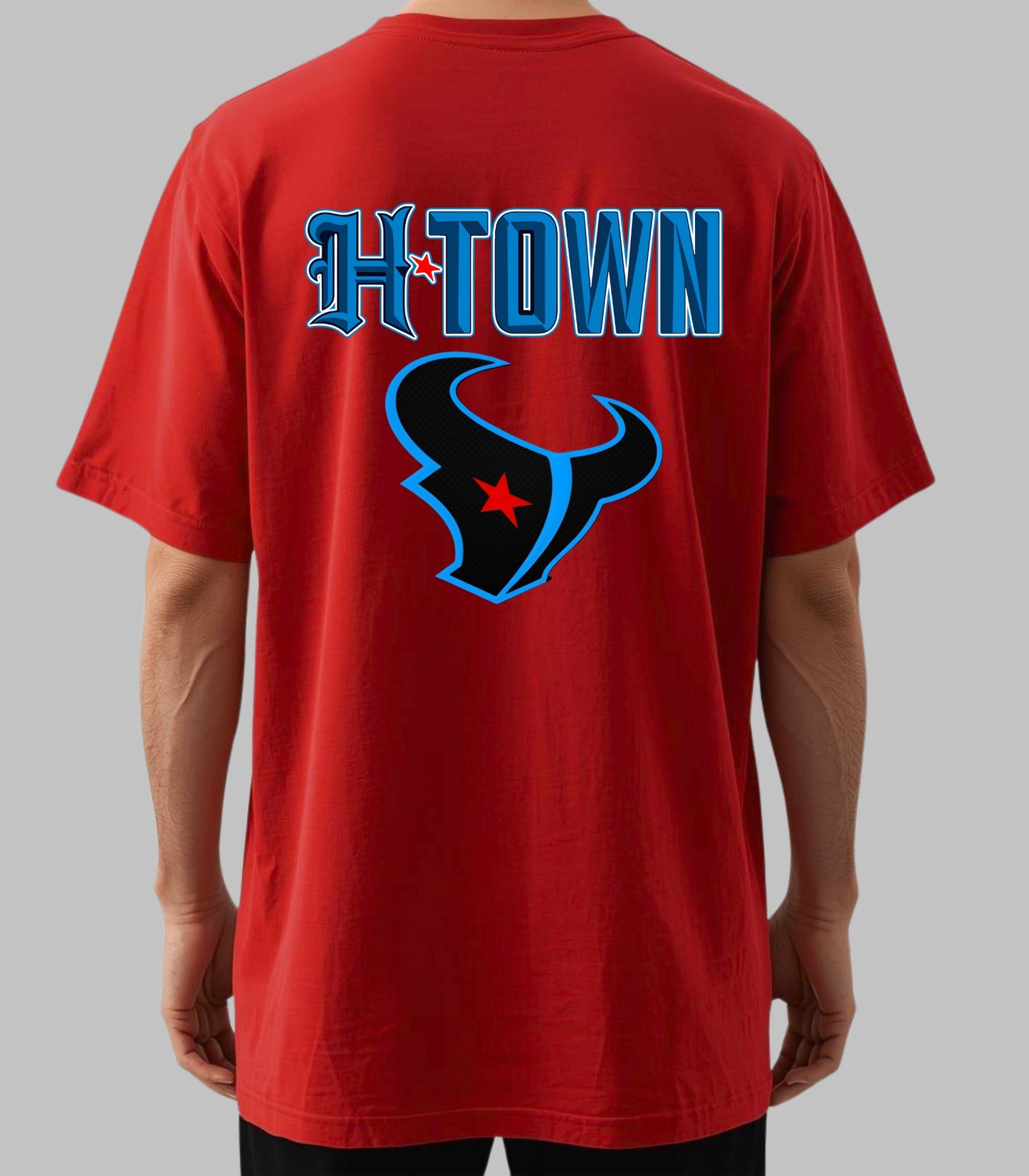 Custom Football Red Front & Back Design T-Shirt - Available in Light or Heavy Cotton options