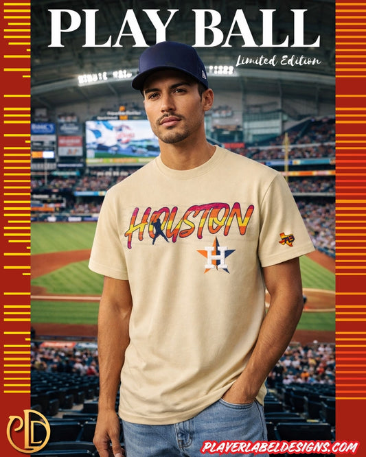 Custom Houston Baseball T-Shirt - Available in Light or Heavy cotton options