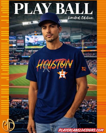 Custom Houston Baseball T-Shirt - Available in Light or Heavy cotton options