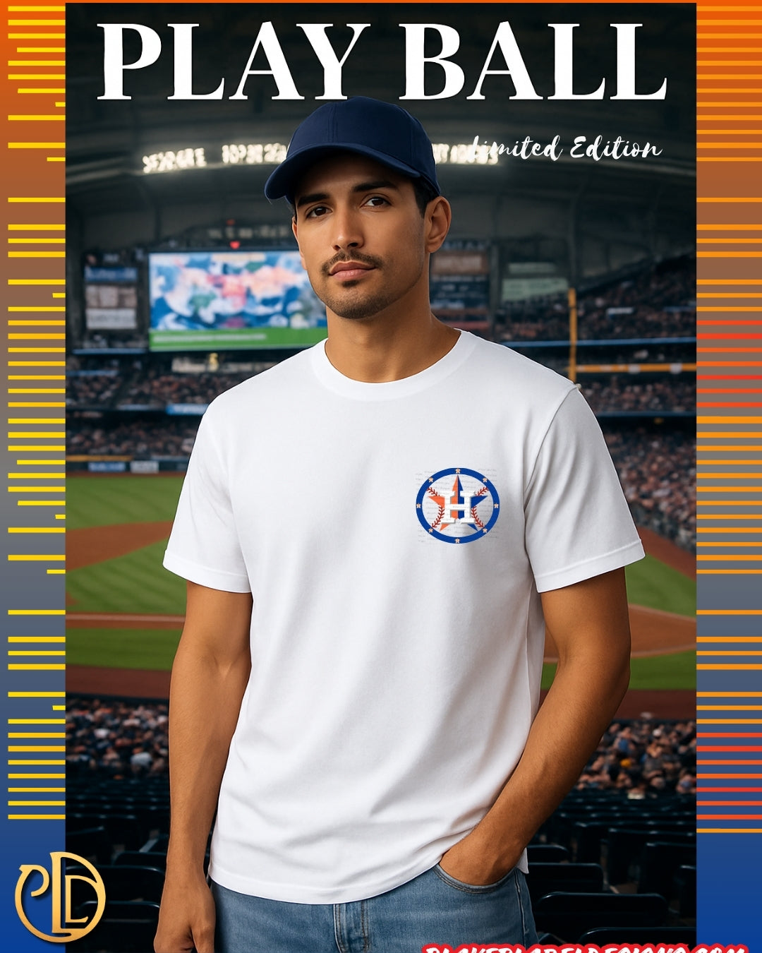 Custom Houston Baseball #45 Stros' Double-Sided T-Shirt