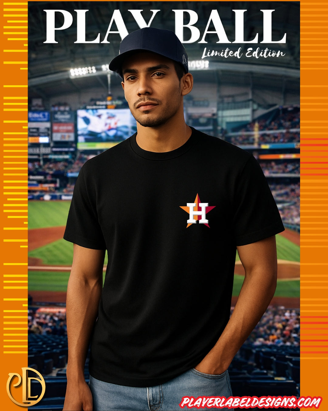 Custom Houston Baseball 8th Wonder Double Sided T-Shirt - Available in Light or Heavy cotton