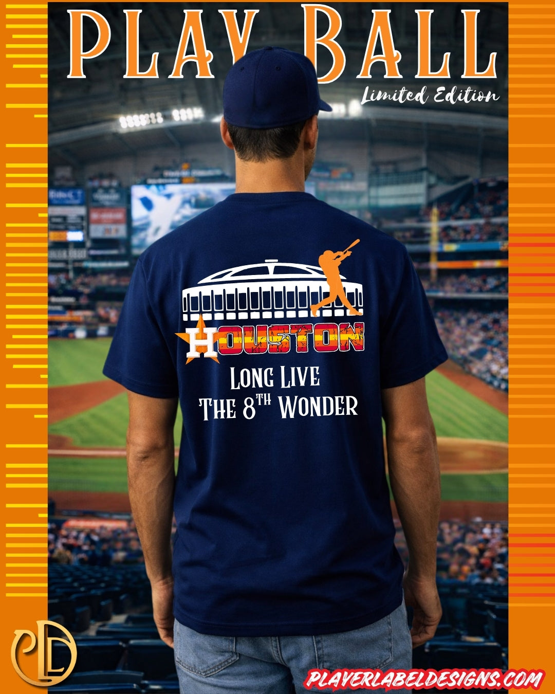 Custom Houston Baseball 8th Wonder Double Sided T-Shirt - Available in Light or Heavy cotton