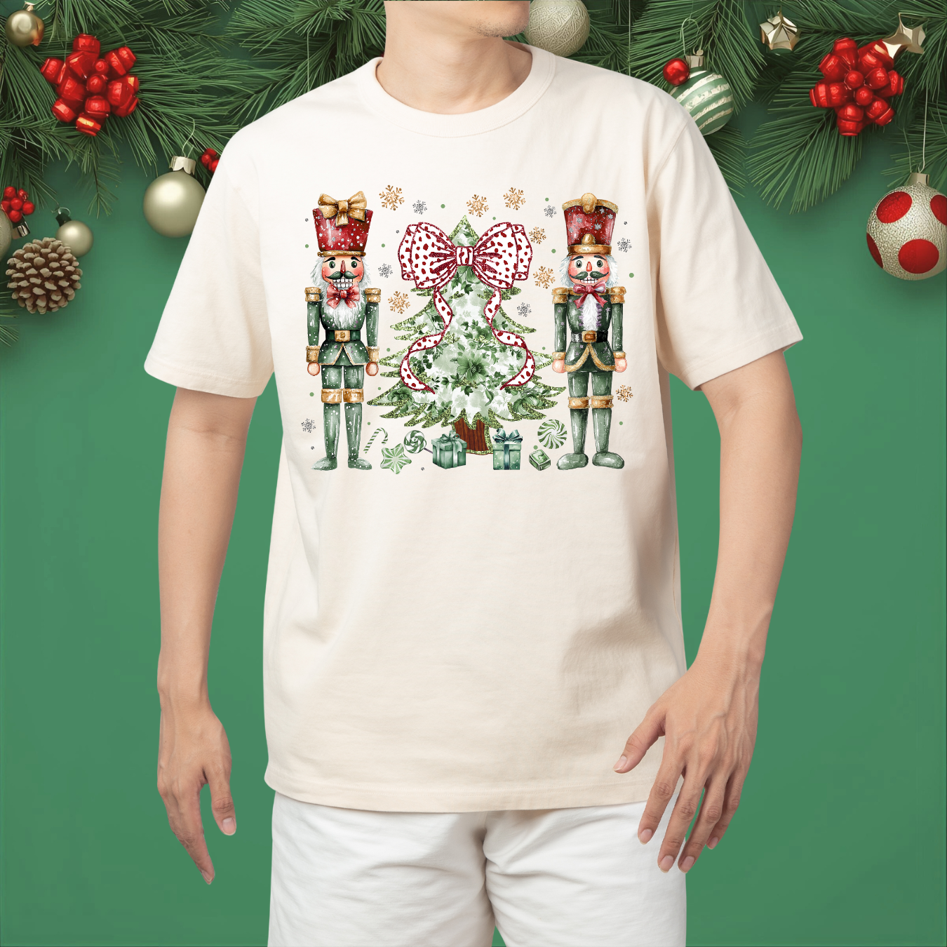 Colorful Xmas Nutcrackers - Crew Neck Sweatshirt or T-Shirt