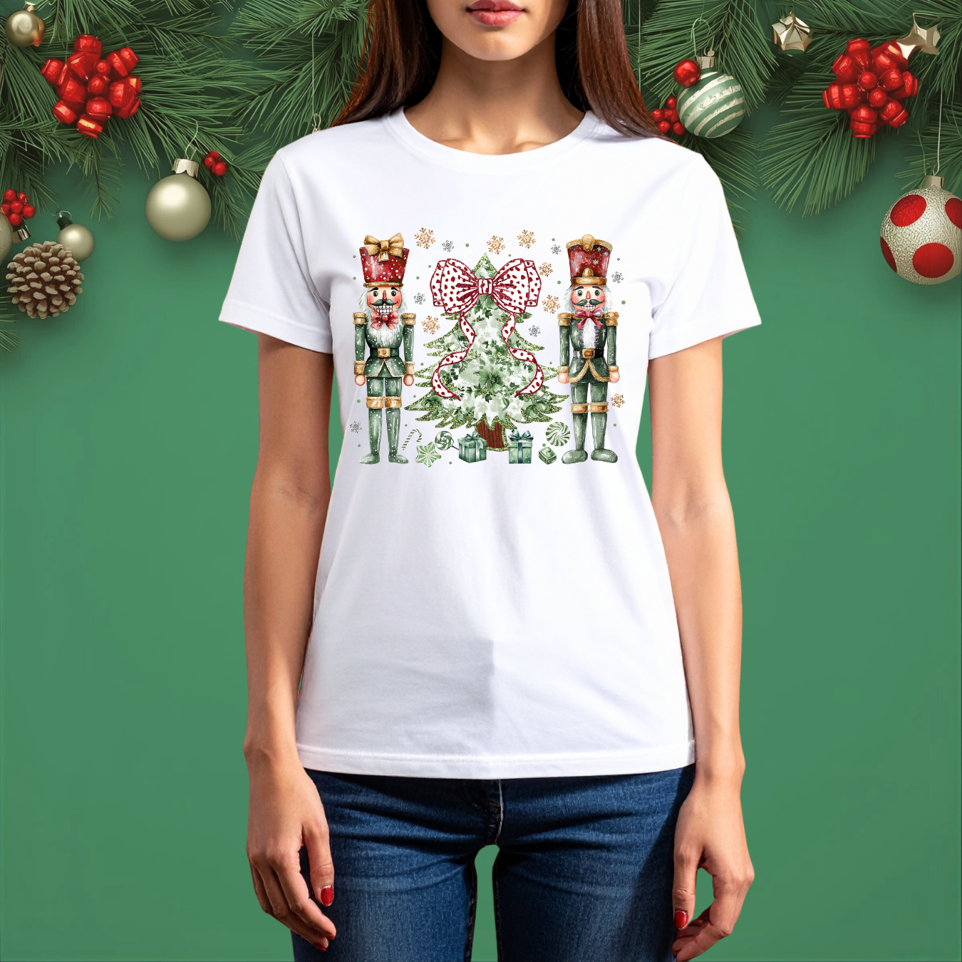 Colorful Xmas Nutcrackers - Crew Neck Sweatshirt or T-Shirt