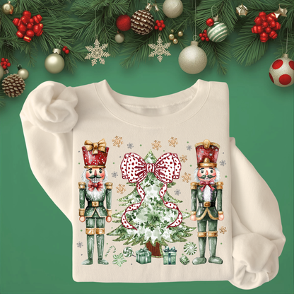 Colorful Xmas Nutcrackers - Crew Neck Sweatshirt or T-Shirt
