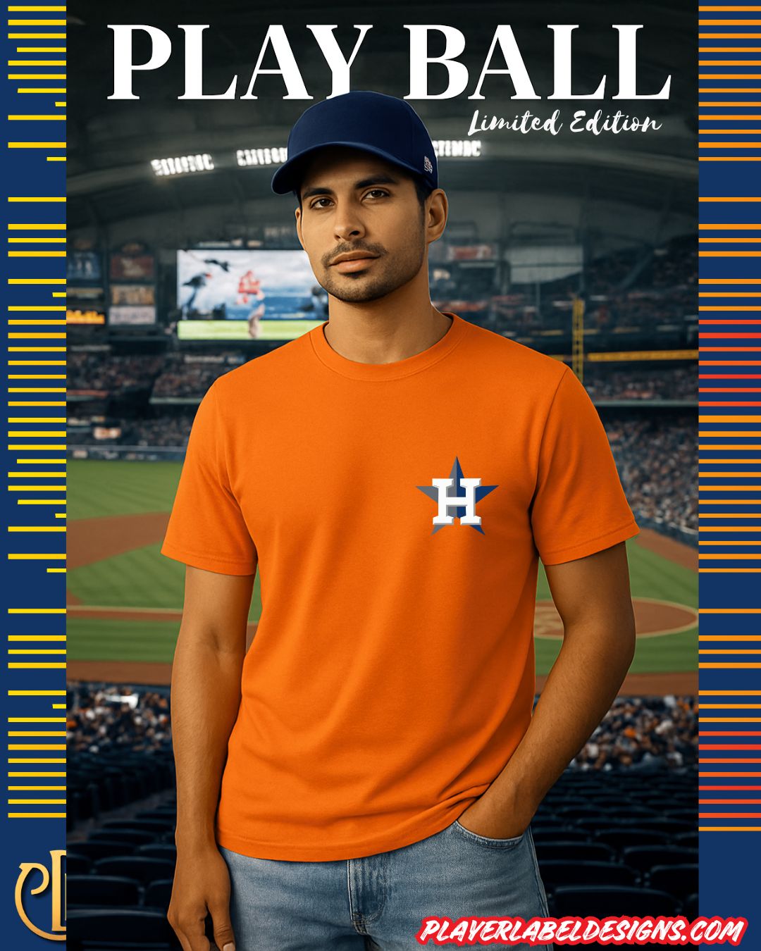 Custom Houston Baseball 8th Wonder Double Sided T-Shirt - Available in Light or Heavy cotton