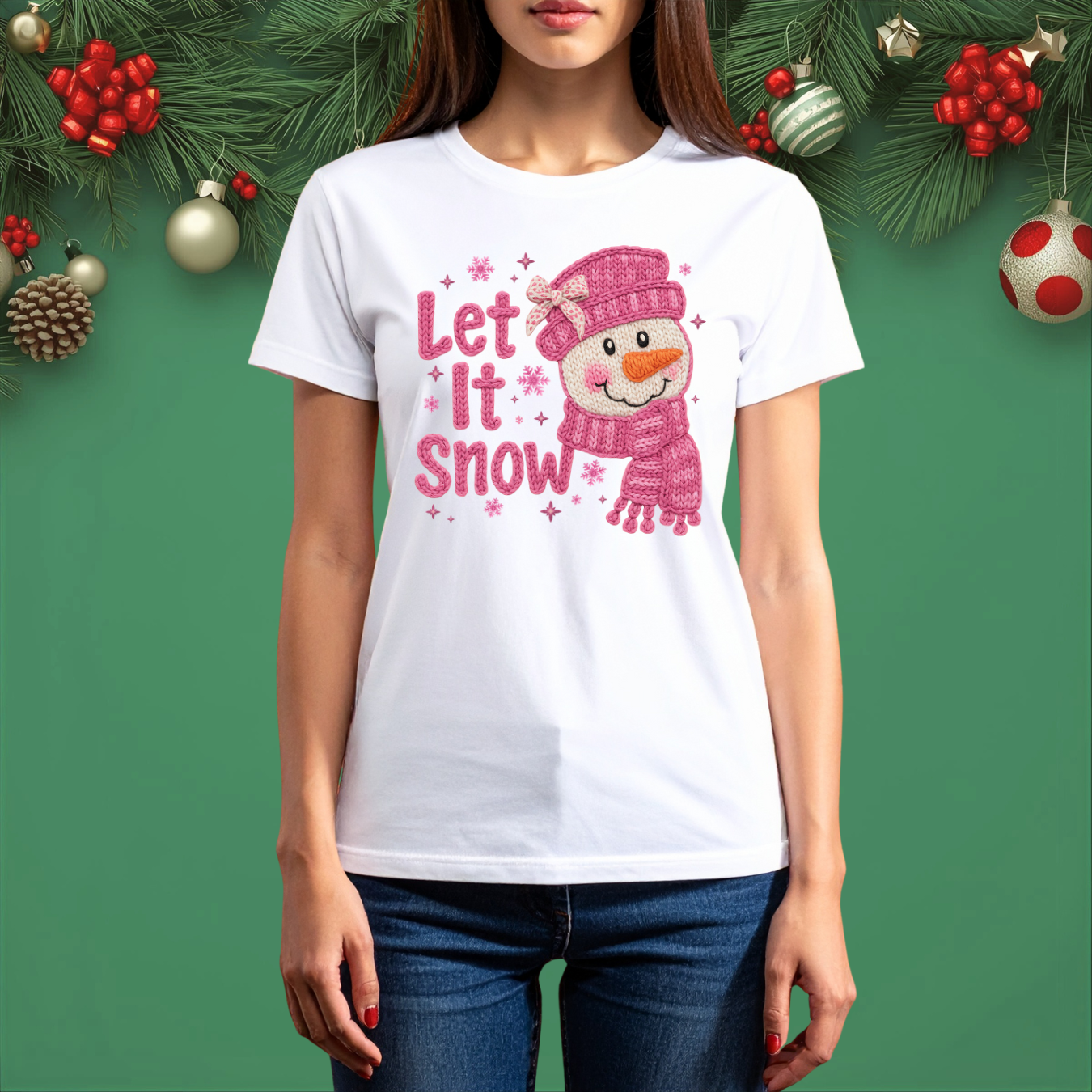 Let It Snow Print - Unisex Crew Neck Sweatshirt or T-Shirt