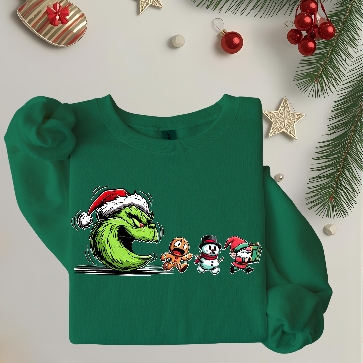 Merry Greenmas Hungry Guy - Unisex Crew Neck Sweatshirt