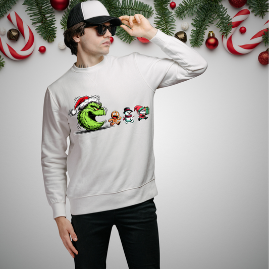 Merry Greenmas Hungry Guy - Unisex Crew Neck Sweatshirt