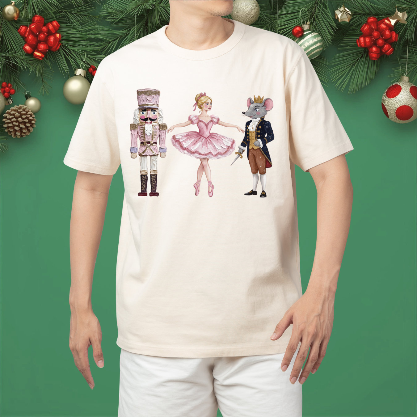 Pink Nutcracker Print - Unisex Crew Neck Sweatshirt or T-Shirt