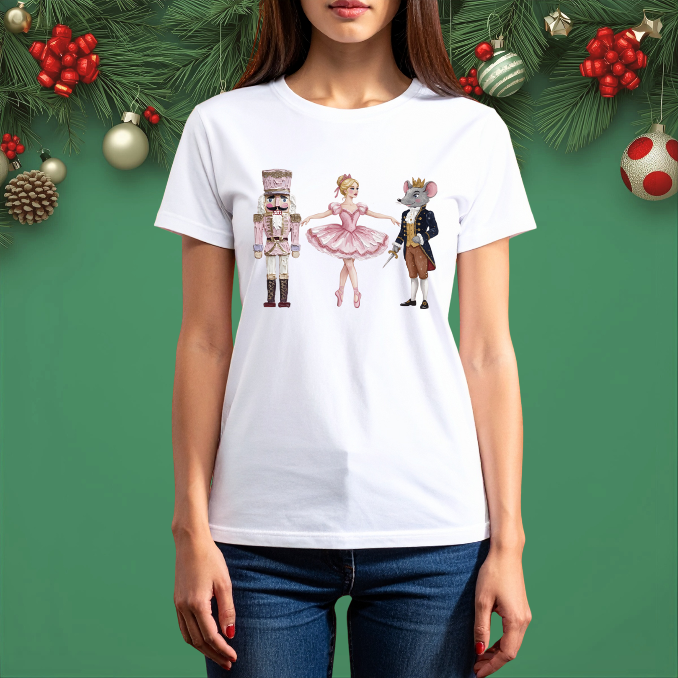 Pink Nutcracker Print - Unisex Crew Neck Sweatshirt or T-Shirt