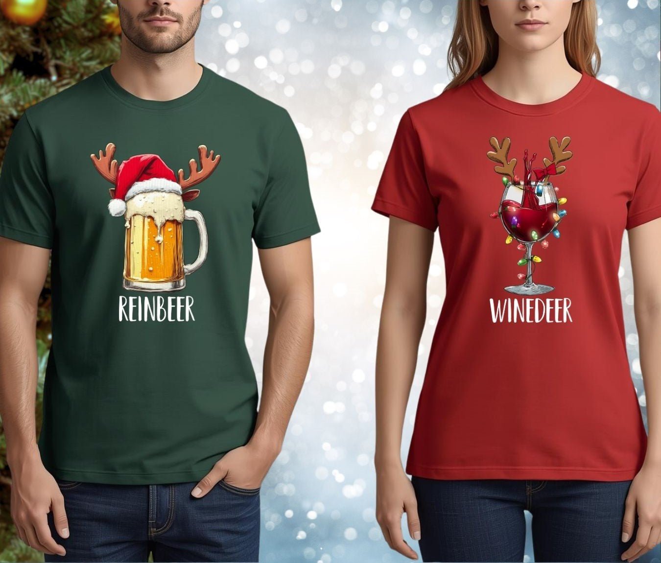 Reinbeer & Winedeer- Couple's T-Shirt Set ($19.99 each)