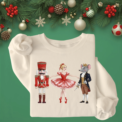 Red Nutcracker Design - Unisex Crew Neck Sweatshirt or T-Shirt