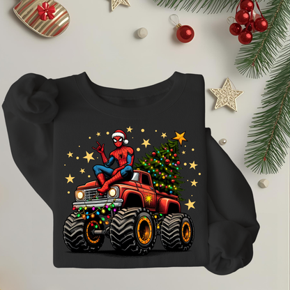 Superhero Xmas Monster Truck - Unisex Crew Neck Sweatshirt or T-Shirt
