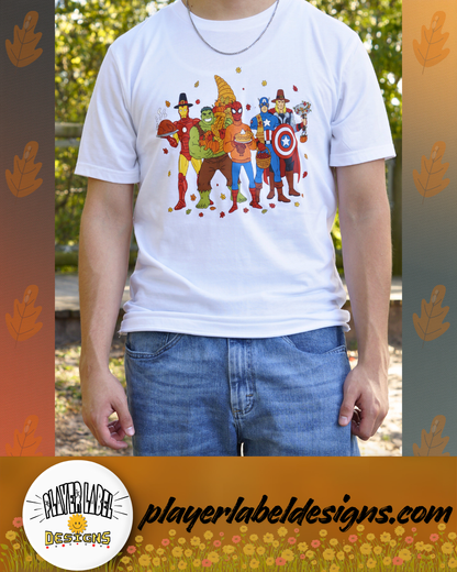 Superhero Thanksgiving - Unisex Crew Neck Sweatshirt or T-Shirt