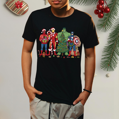 Superhero Friends Xmas - Unisex Crew Neck Sweatshirt or T-Shirt