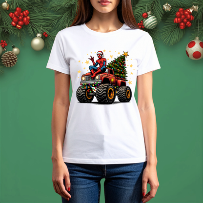 Superhero Xmas Monster Truck - Unisex Crew Neck Sweatshirt or T-Shirt