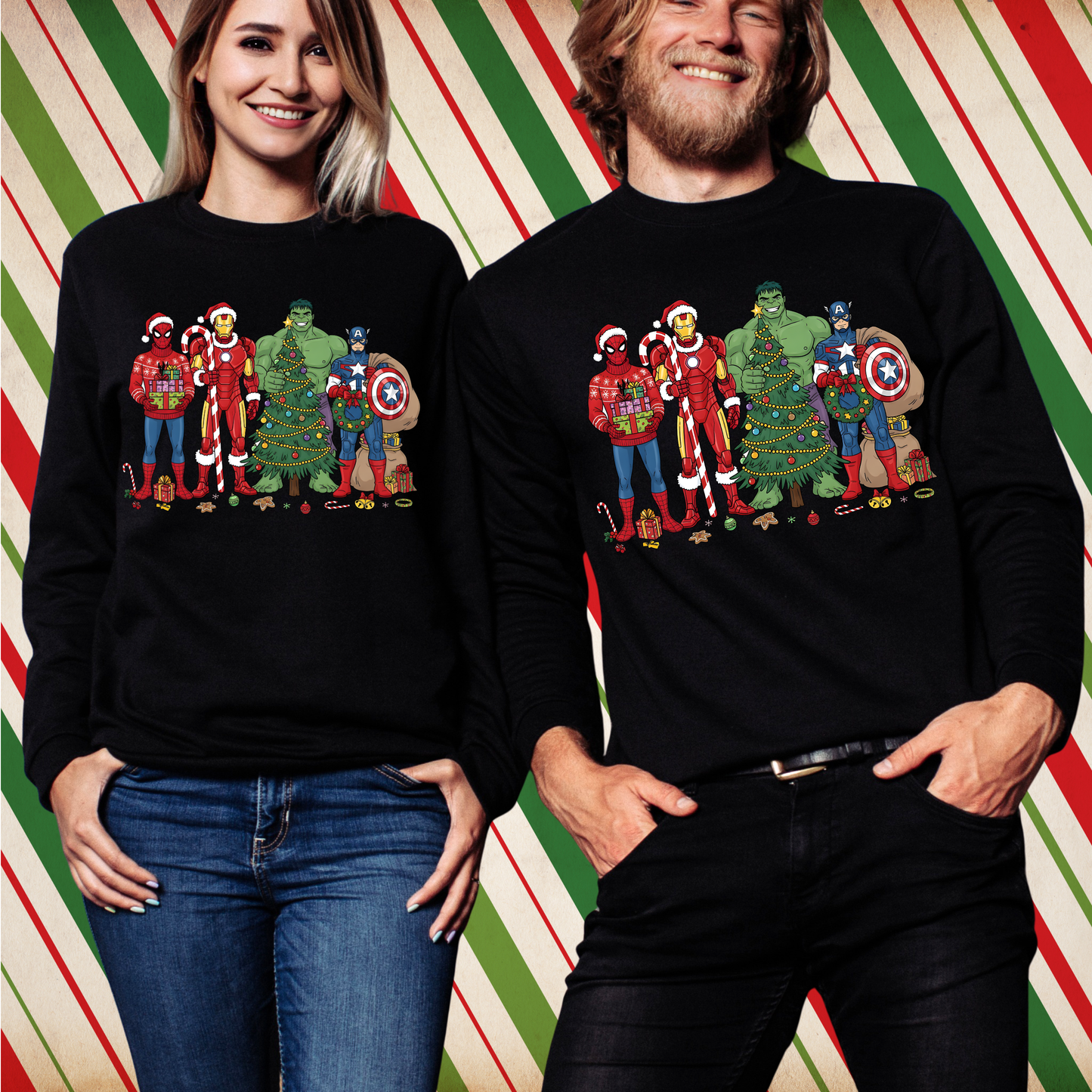 Superhero Friends Christmas - Unisex Crew Neck Sweatshirt