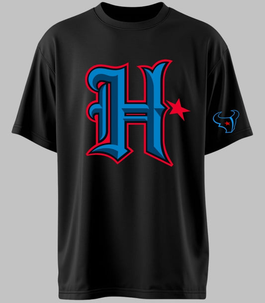 Custom Football Big Blue H T-Shirt - Available in Light or Heavy cotton options