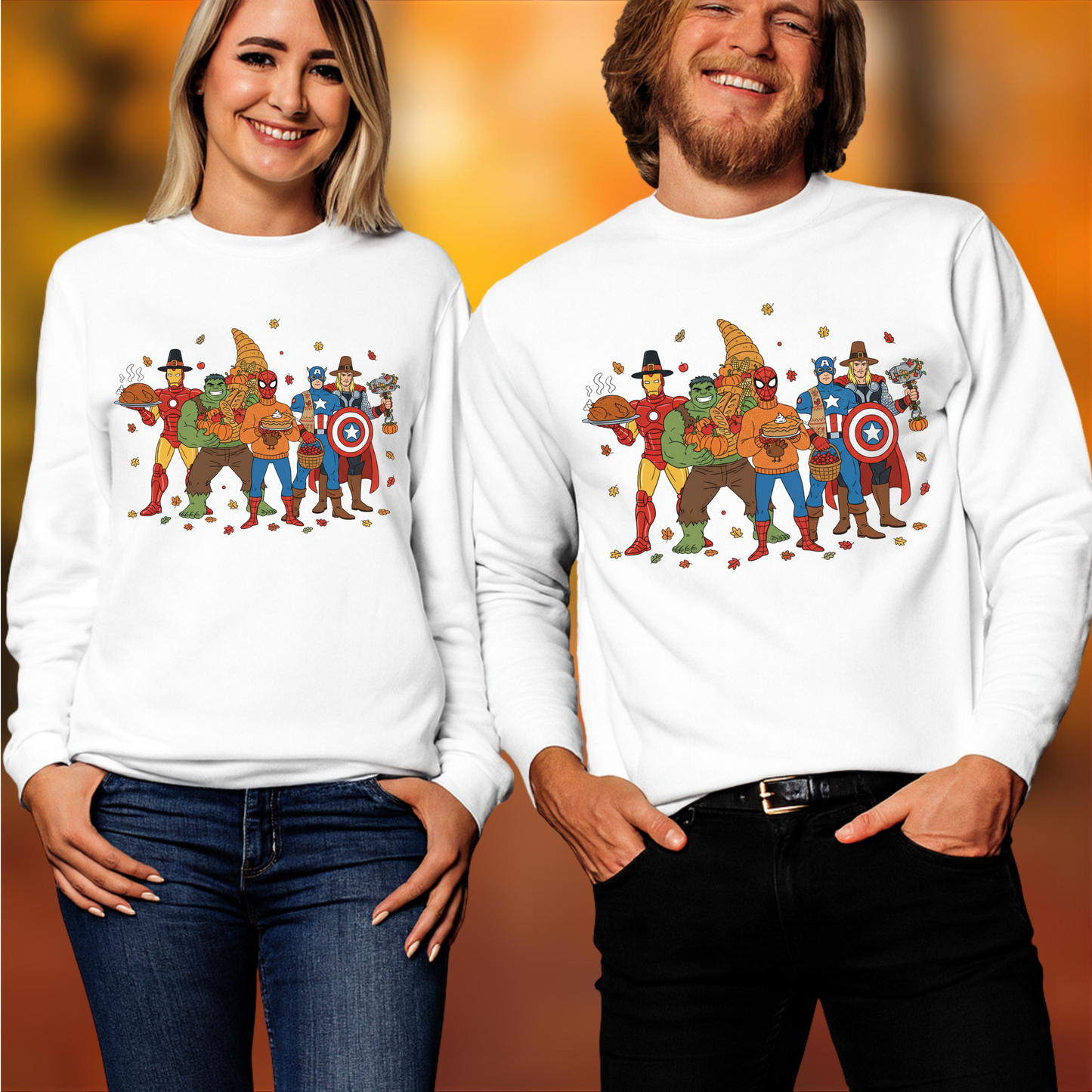 Classic Superhero Thanksgiving - Unisex Crew Neck Sweatshirt