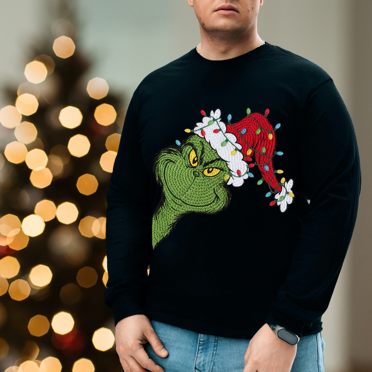 Retro Green Guy Yarn Style Print - Unisex Crew Neck Sweatshirt
