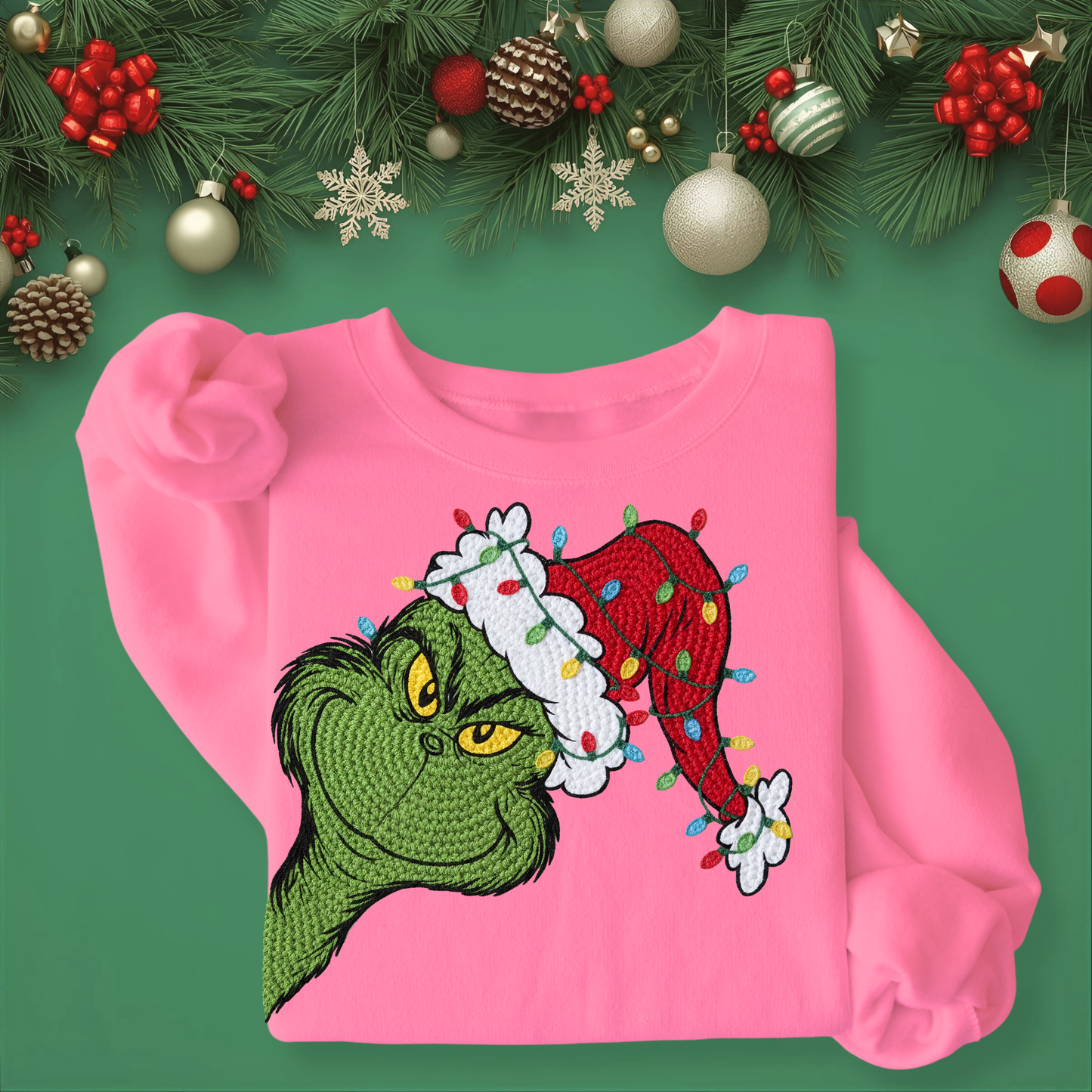 Retro Green Guy Yarn Style Print - Unisex Crew Neck Sweatshirt